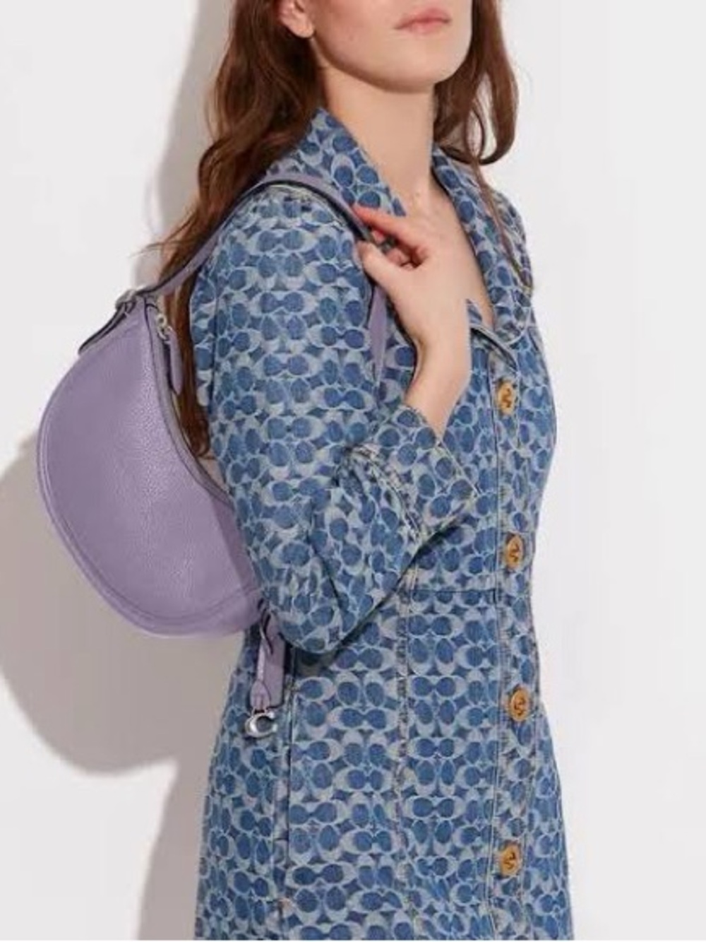 Coach Luna Soft Lilac Leather Crescent Shoulder Bag - Women